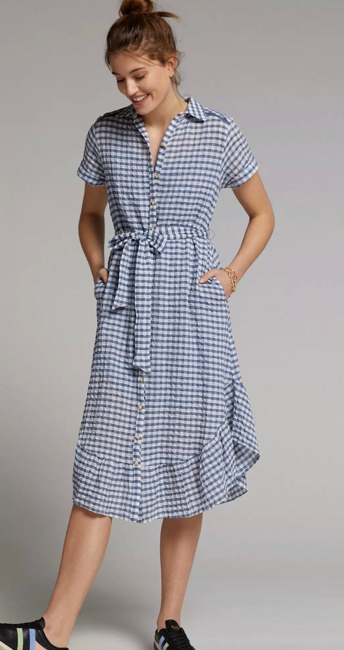 Anthropologie Maeve Finley Blue Gingham Shirtdress Size 1x